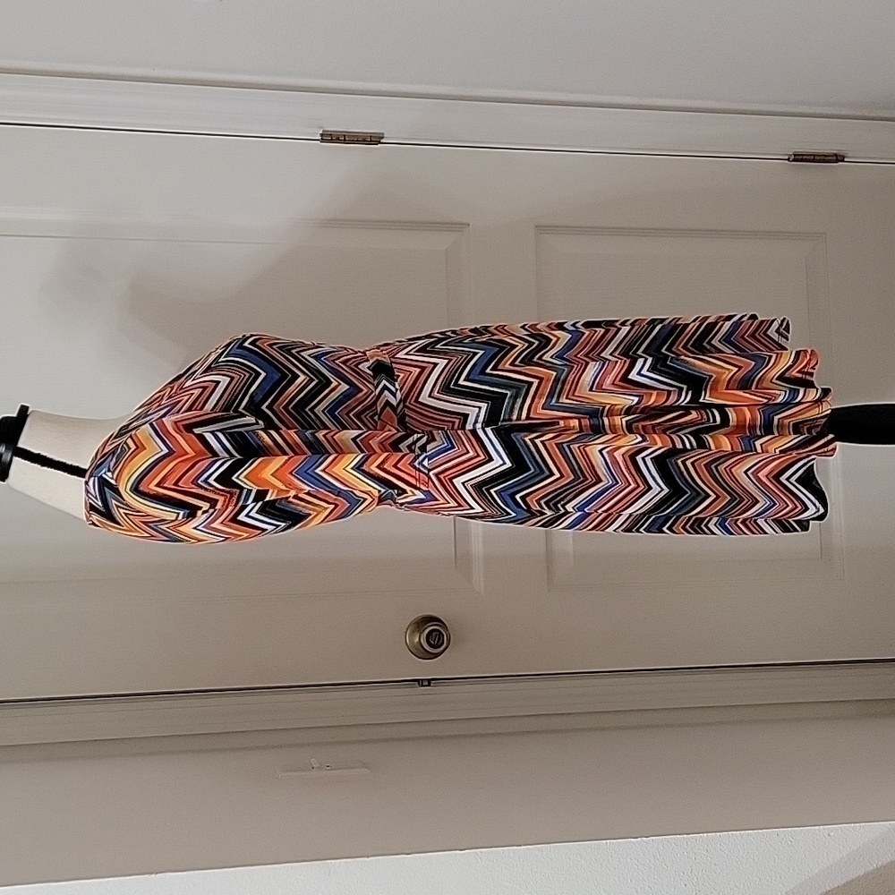 Snap Size M Chevron Pattern Fit & Flare Faux Wrap Dress, Gently Used Condition - Picture 5 of 10